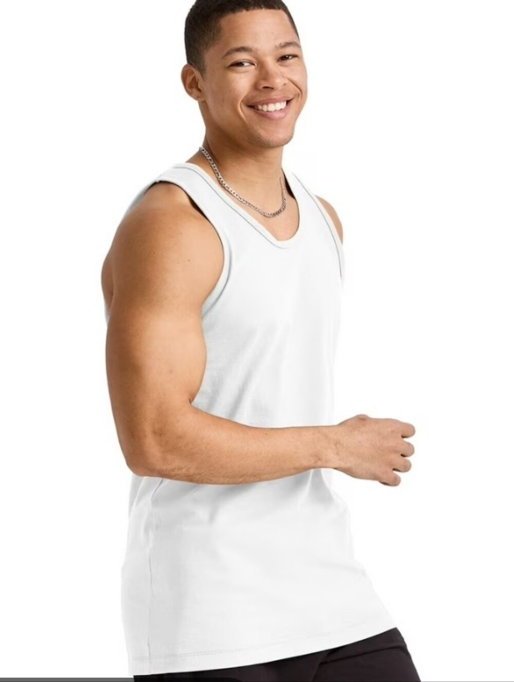 Classic White Crewneck Mens Top Tank Xl Cotton Layer Basic Comfort